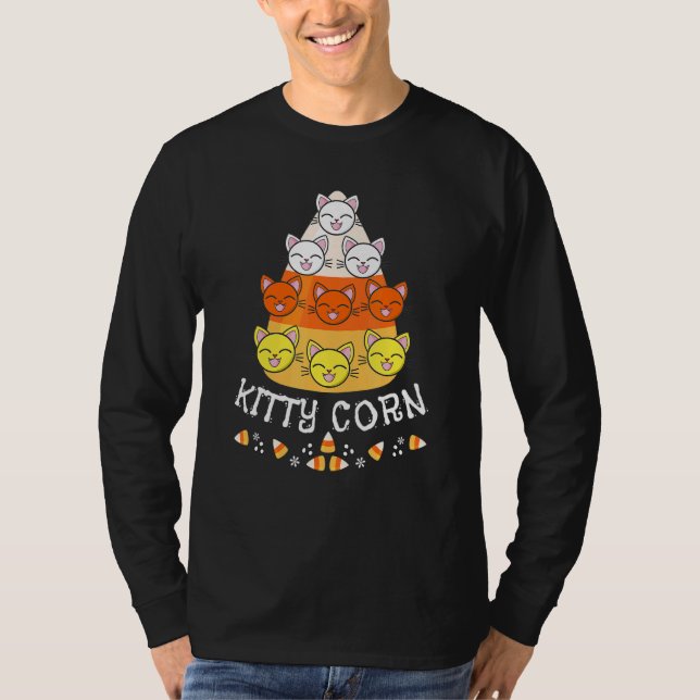 Halloween Fall Cat Ansikte Candy corn Kattunge Maj T Shirt (Framsida)