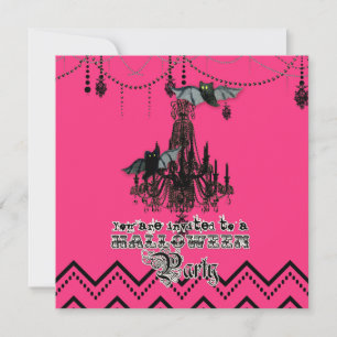 Halloween Fall Chandelier Fladdermus Chevron Zig Z Inbjudningar