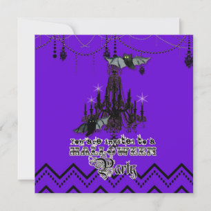Halloween Fall Chandelier Fladdermus Chevron Zig Z Inbjudningar
