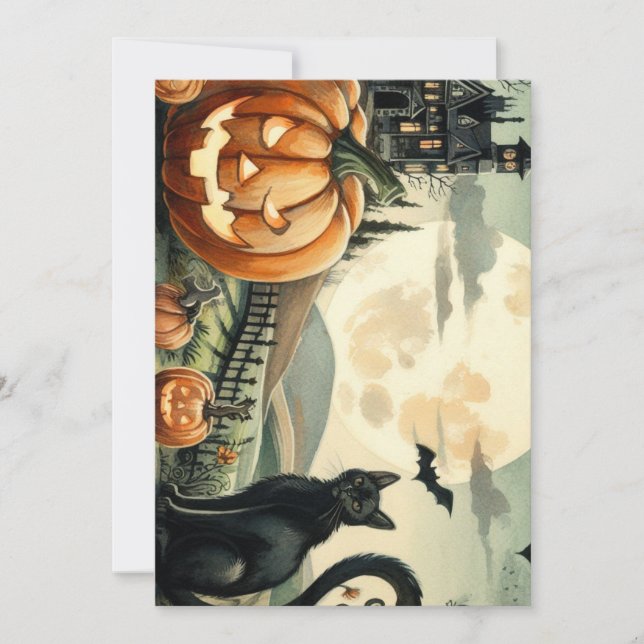 Halloween/Fall/Höst/pumpkin/katt Julkort (Framsida)