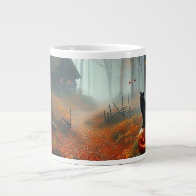 Halloween/Fall/Höst/pumpkin/katt Jumbo Mugg (Framsidan)