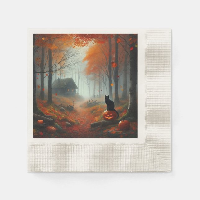 Halloween/Fall/Höst/pumpkin/katt Pappersservett (Framsidan)