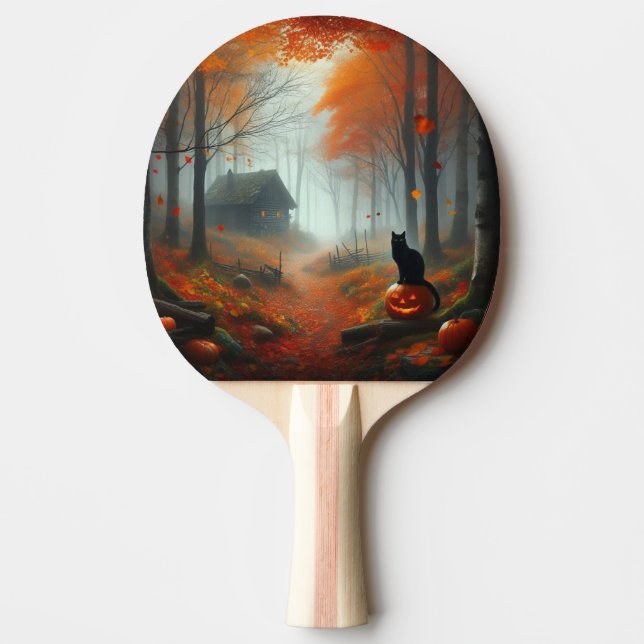 Halloween/Fall/Höst/pumpkin/katt Pingisracket (Framsidan)