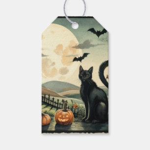 Halloween/Fall/Höst/pumpkin/katt Presentetikett
