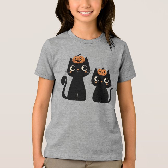 Halloween/Fall/Höst/pumpkin/katt T Shirt (Framsida)