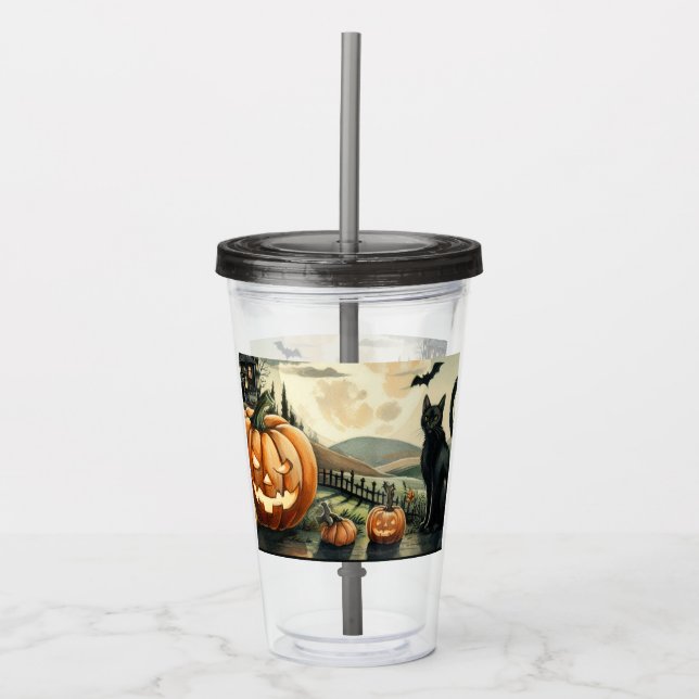 Halloween/Fall/Höst/pumpkin/katt Take Away Mugg (Framsida)