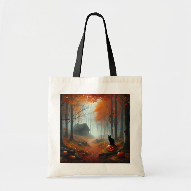 Halloween/Fall/Höst/pumpkin/katt Tygkasse (Framsidan)