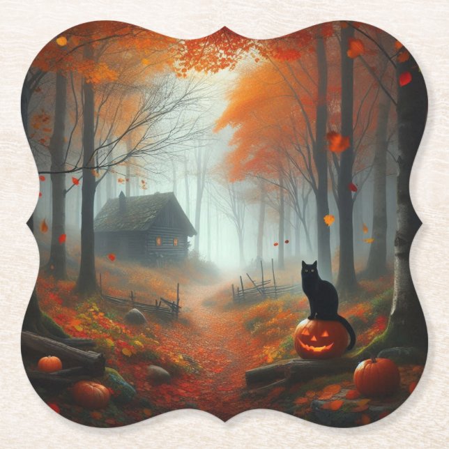 Halloween/Fall/Höst/pumpkin/katt Underlägg Papper (Framsida)