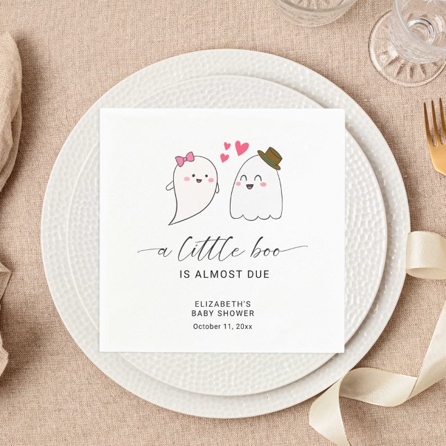 Halloween Fall Little Boo Baby Shower QR-kod Pappersservett (Skapare uppladdad)