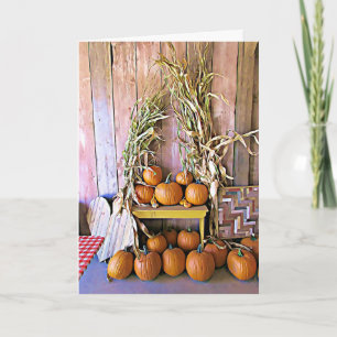 Halloween Fall Pumpkins och Cornstalk visning Card Kort