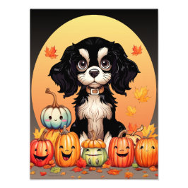 Halloween, Fall-ThLED, Black och Tan Cavalier Fototryck