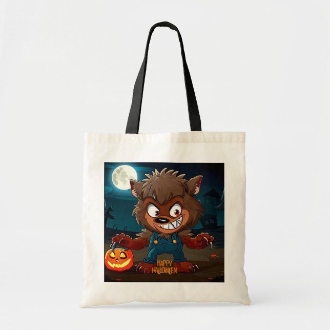 Halloween/Fall/Varulv/Tecknad Tygkasse (Framsidan)