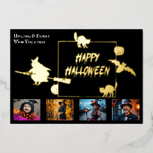 Halloween-familjen fyra fotokollage