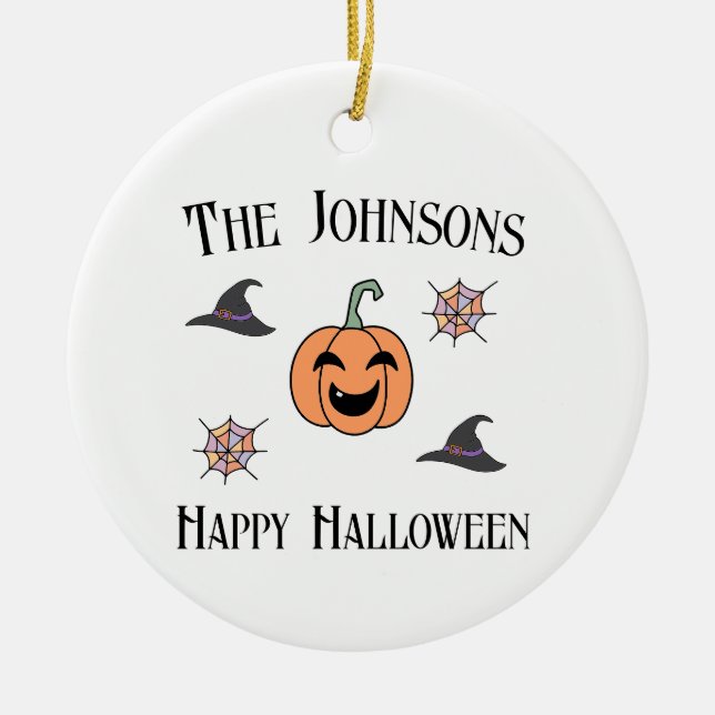 Halloween Family Namn Julgransprydnad Keramik (Framsidan)