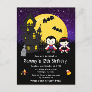 Halloween Fancy Dress Födelsedag Vampyrer Lila Vykort