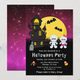 Halloween Fancy Dress Party Mummy Rosa Inbjudningar