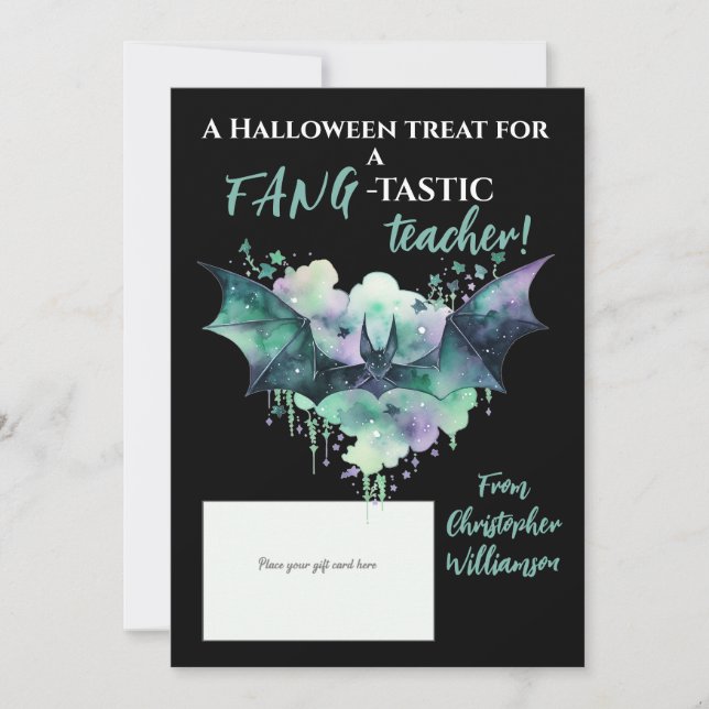 Halloween Fang-Tastic Teacher Gift Card Holder Julkort (Framsida)