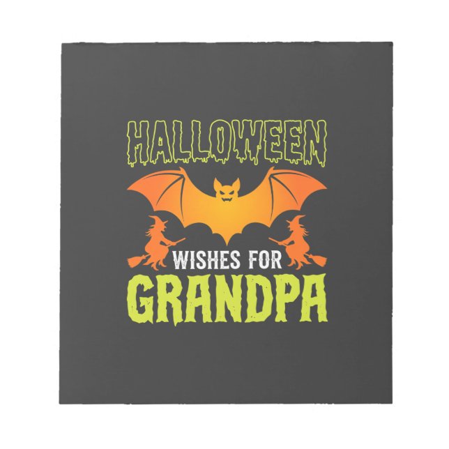 Halloween Farfar Fladdermus Häxa Önskningar Anteckningsblock (Framsida)