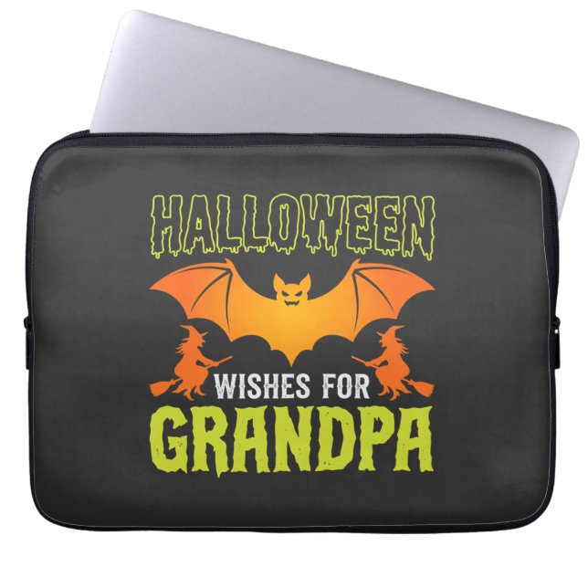 Halloween Farfar Fladdermus Häxa Önskningar Laptop Fodral (Framsidan)