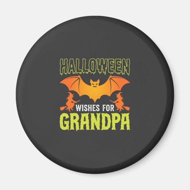 Halloween Farfar Fladdermus Häxa Önskningar Magnet (Framsidan)