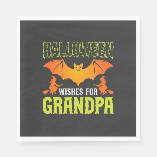 Halloween Farfar Fladdermus Häxa Önskningar Pappersservett (Framsidan)