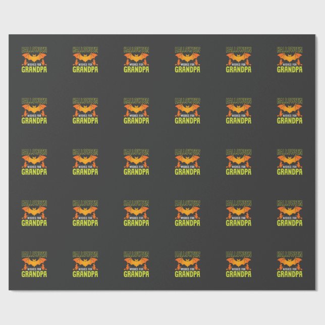 Halloween Farfar Fladdermus Häxa Önskningar Presentpapper (Platt)