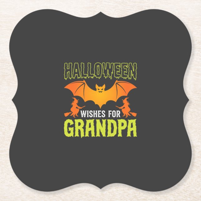 Halloween Farfar Fladdermus Häxa Önskningar Underlägg Papper (Framsida)