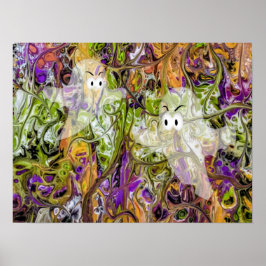 Halloween Färg med Spöken Poster