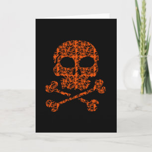 Halloween Färg! Orange och svarta Döskallar Kort