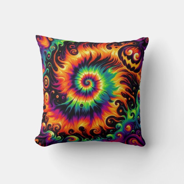 Halloween Färg & Roligt Pumpkin Tie-dye Kudde (Framsida)