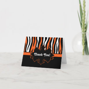 Halloween färg zebra ränder svart och orange tack kort