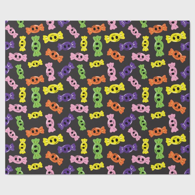 Halloween-färgade kanarier Sömlös svart design Presentpapper (Seam)