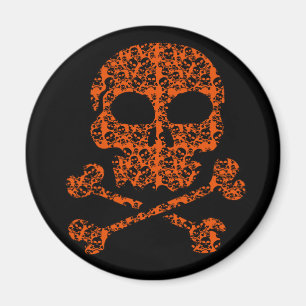 Halloween färger!  Orange- och svartdöskallar Magnet