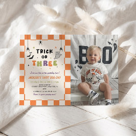 Halloween Färgglad 3-års Födelsedagsinbjudan Foto Inbjudningar