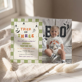 Halloween Färgglad 3-års Födelsedagsinbjudan Foto Inbjudningar