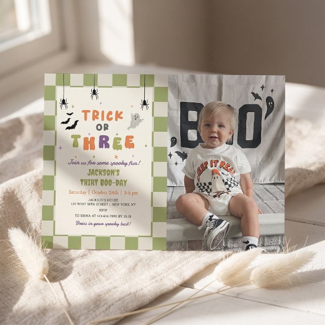 Halloween Färgglad 3-års Födelsedagsinbjudan Foto Inbjudningar (Skapare uppladdad)