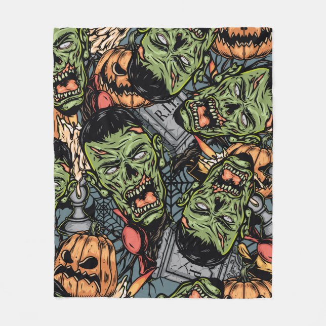 Halloween färglös inslag sömlös mönster med  fleecefilt (Framsidan)