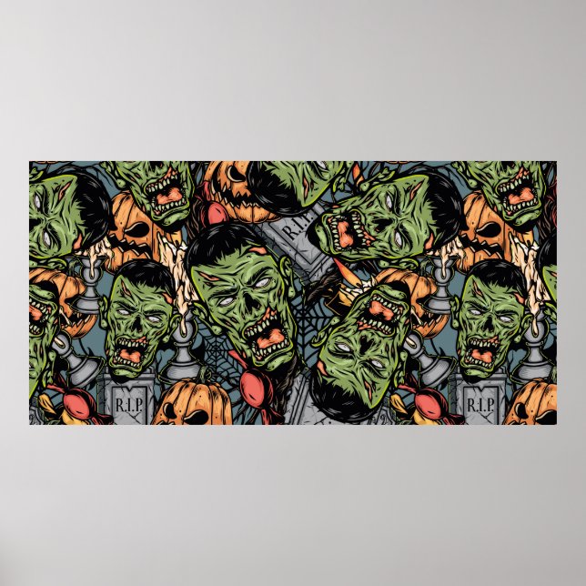 Halloween färglös inslag sömlös mönster med poster (Framsidan)