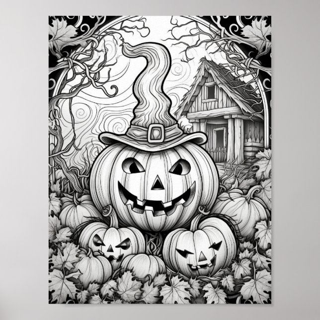 Halloween-färgning av Vuxen Poster (Framsidan)