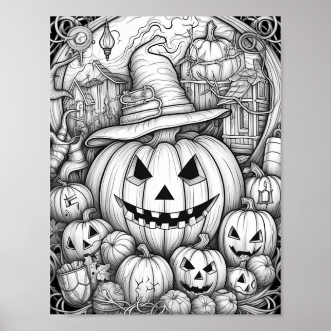Halloween-färgning av Vuxen Poster (Framsidan)