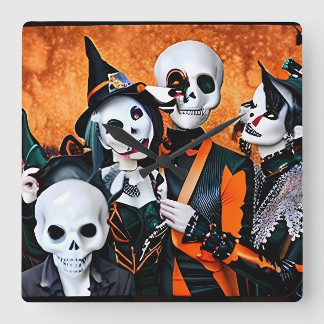 Halloween-fasta Fyrkantig Klocka (Framsida)