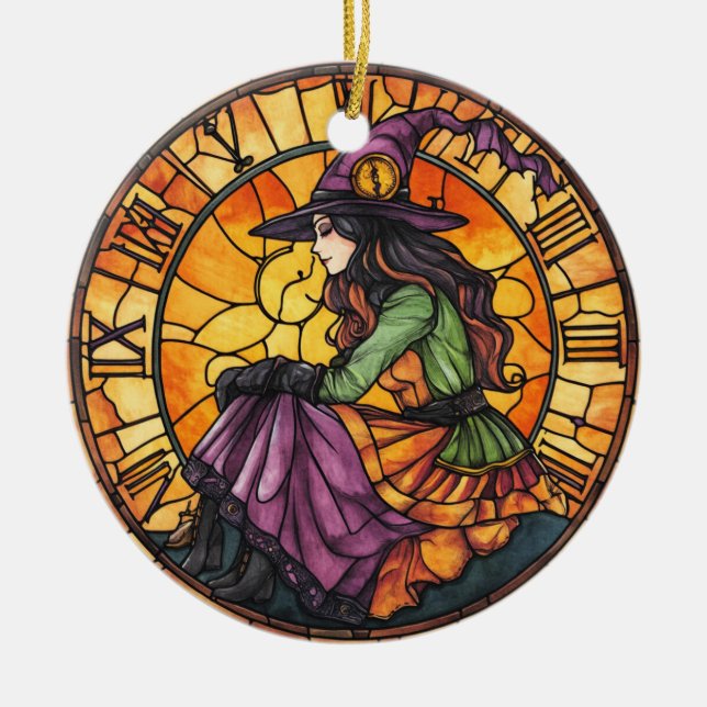 Halloween-fastfärgat glas Steampunk Ornament (Framsidan)