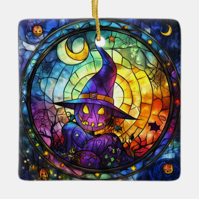 Halloween-fastfärgat glas Steampunk Ornament (Framsida)