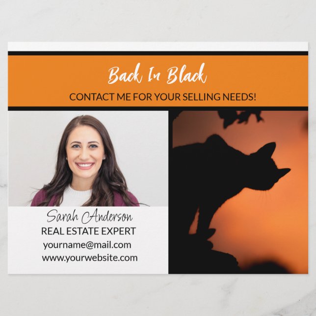 Halloween fastigheter tillbaka i svart sålda hem reklamblad (Framsidan)