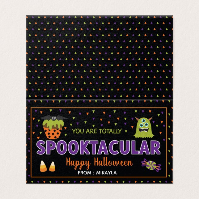 Halloween-favoritpaket Topper med redigerbart Namn Visitkort (Utsida ovikt)