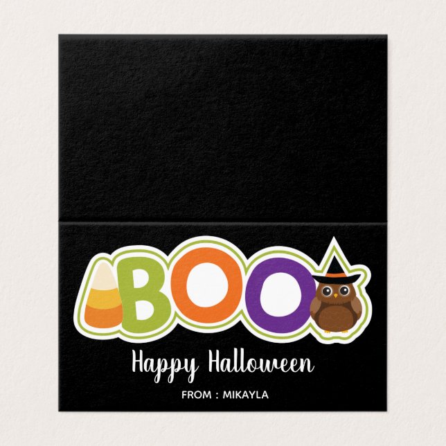 Halloween-favoritpaket Topper med redigerbart Namn Visitkort (Utsida ovikt)