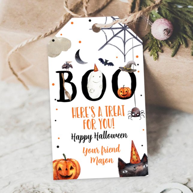 Halloween-favorittaggar Boo Treat Birthday Costume Presentetikett (Skapare uppladdad)