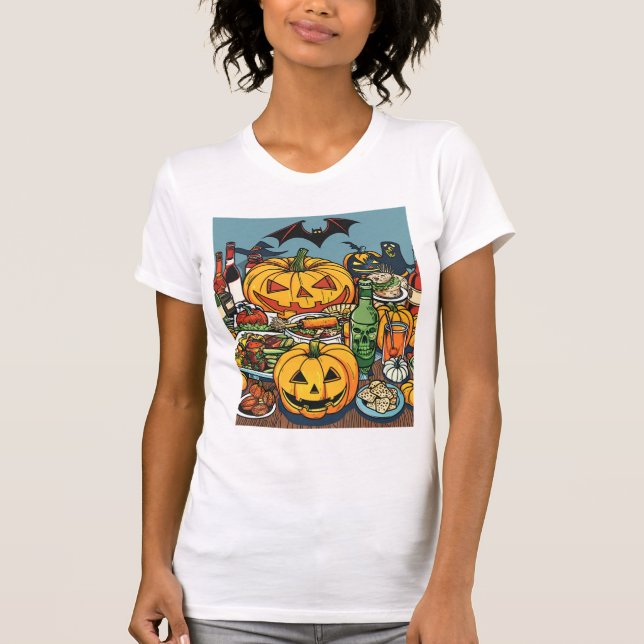 Halloween Feast - Spooky Party Firande T Shirt (Framsida)