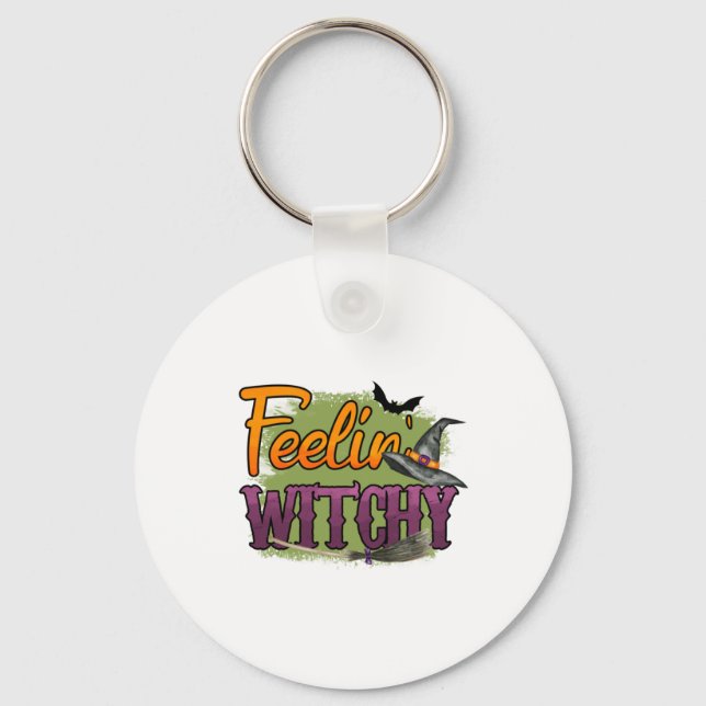 Halloween Feeling Witchy Birthday Nyckelring (Framsida)