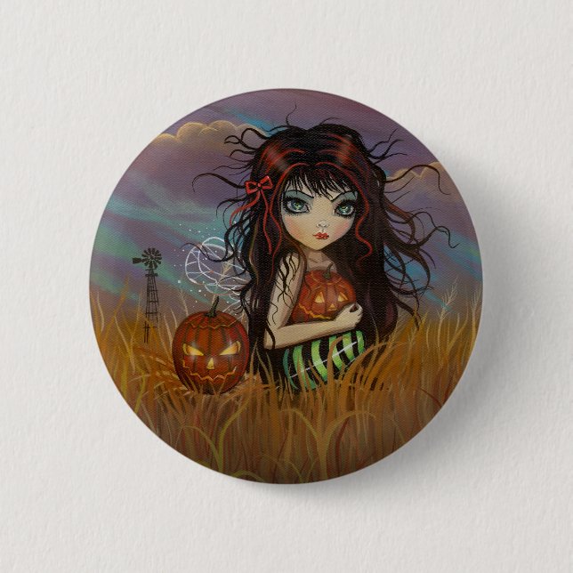 Halloween-feen knappnål knapp med nål bakom (Framsida)